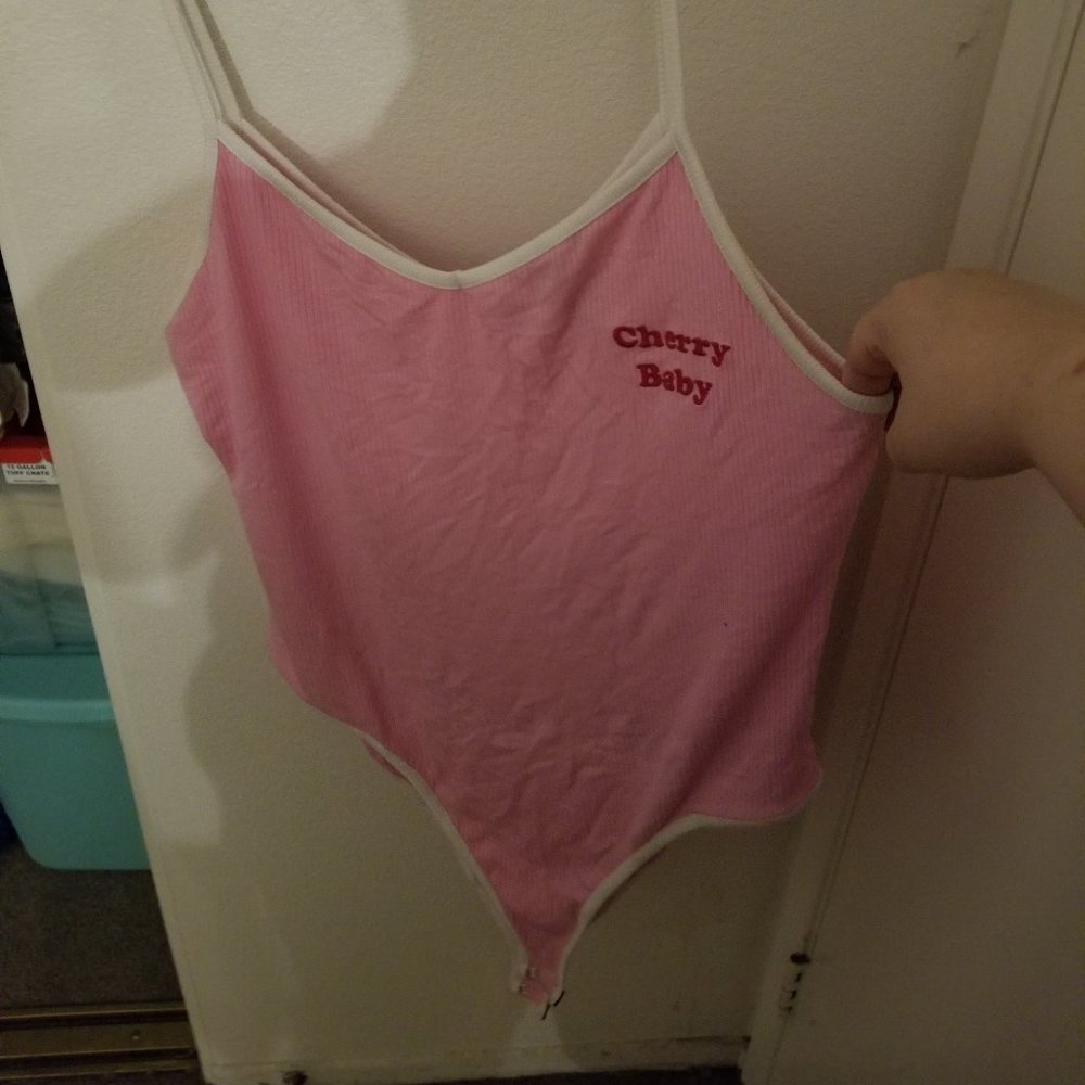Pink and white cherry bodysuit